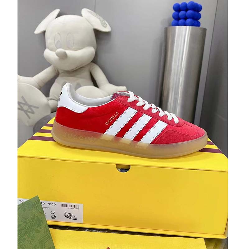 G*u*i unisex adidas x G*u*i gazelle sneaker red suede trefoil embossed