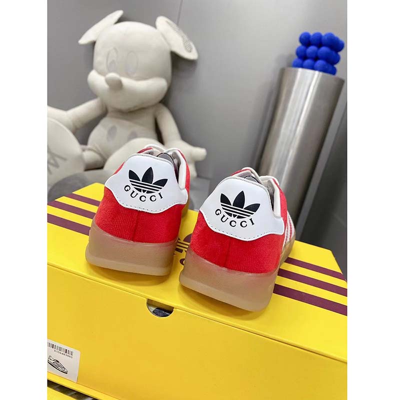G*u*i unisex adidas x G*u*i gazelle sneaker red suede trefoil embossed