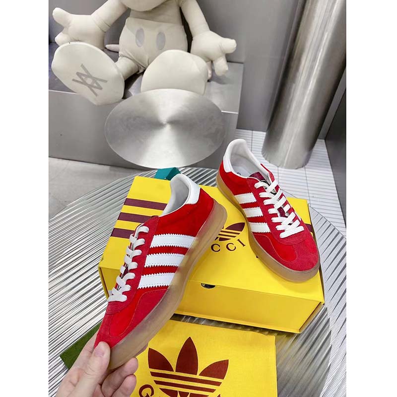G*u*i unisex adidas x G*u*i gazelle sneaker red suede trefoil embossed