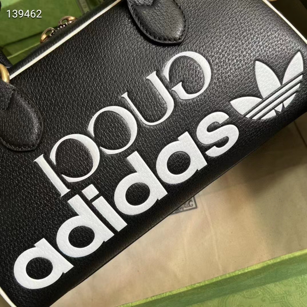 G*u*i unisex adidas x G*u*i mini duffle bag black leather interlocking g