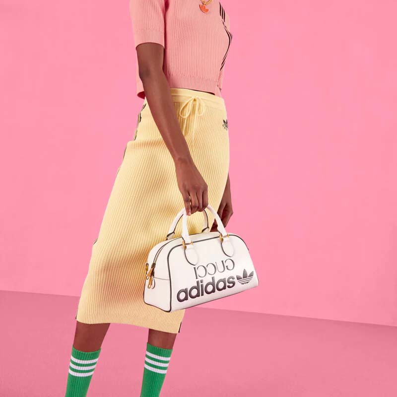 G*u*i unisex adidas x G*u*i mini duffle bag off-white leather interlocking g