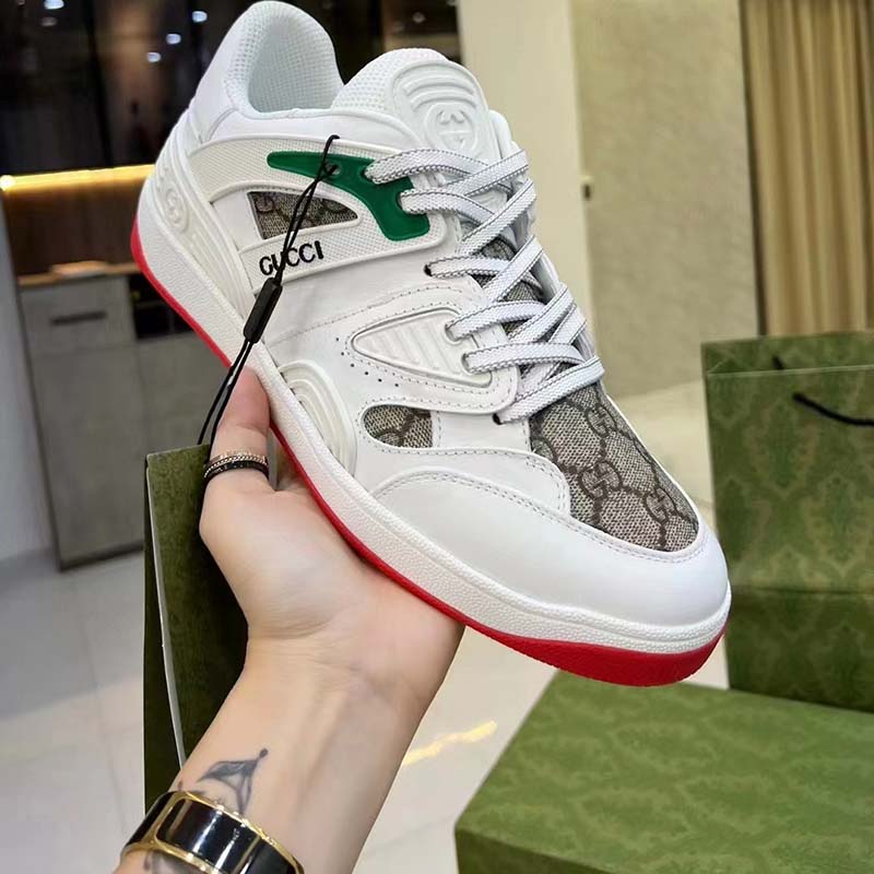 G*u*i unisex gg basket sneaker interlocking g beige ebony gg supreme canvas