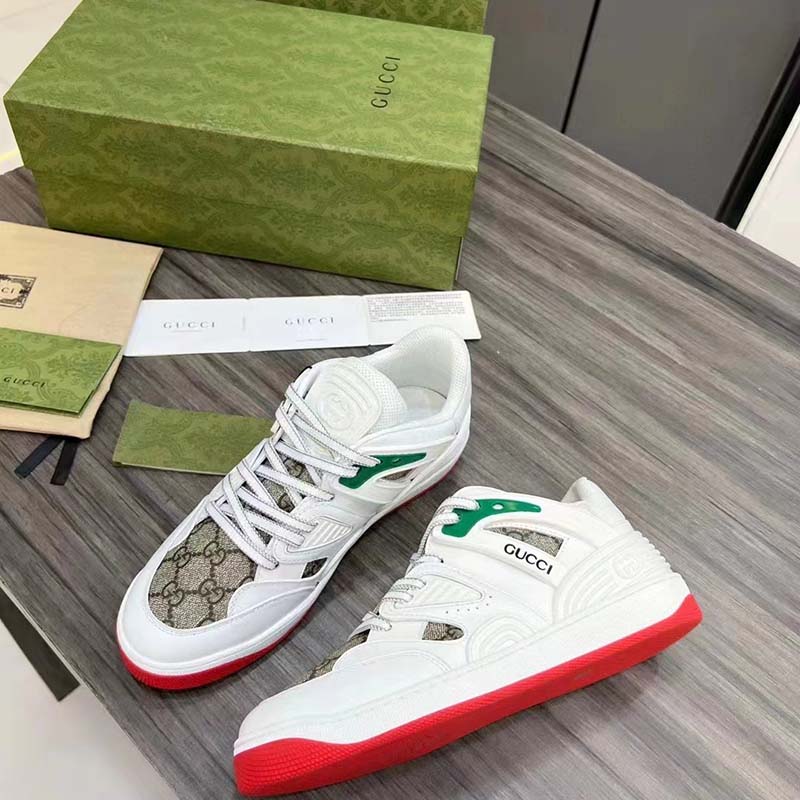 G*u*i unisex gg basket sneaker interlocking g beige ebony gg supreme canvas