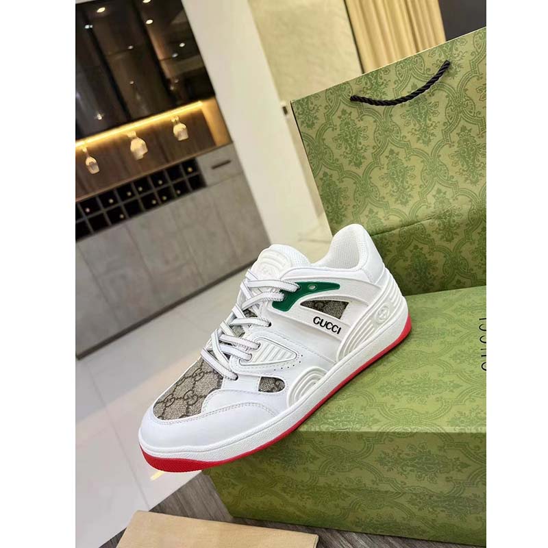 G*u*i unisex gg basket sneaker interlocking g beige ebony gg supreme canvas