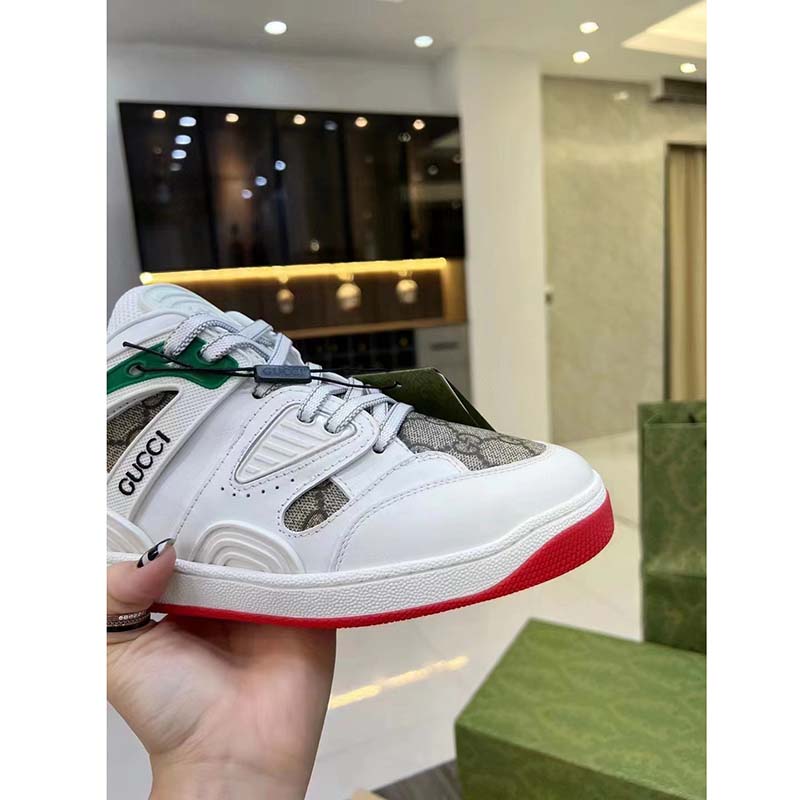 G*u*i unisex gg basket sneaker interlocking g beige ebony gg supreme canvas