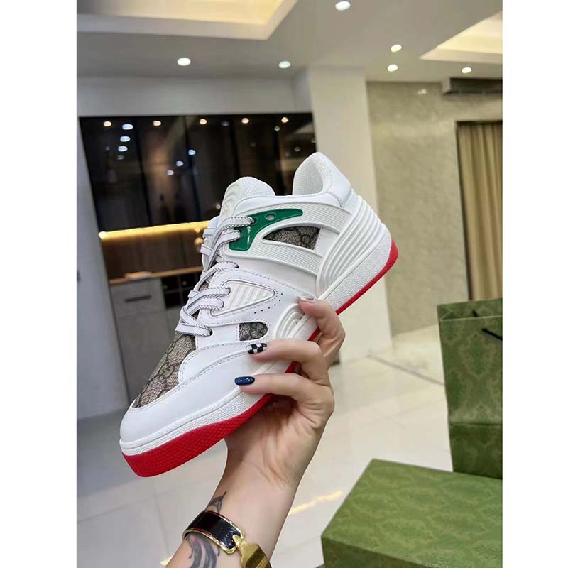 G*u*i unisex gg basket sneaker interlocking g beige ebony gg supreme canvas