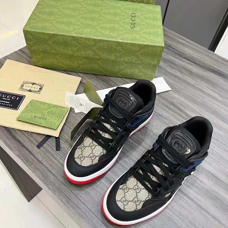 G*u*i unisex gg basket sneaker interlocking g black beige ebony gg supreme canvas