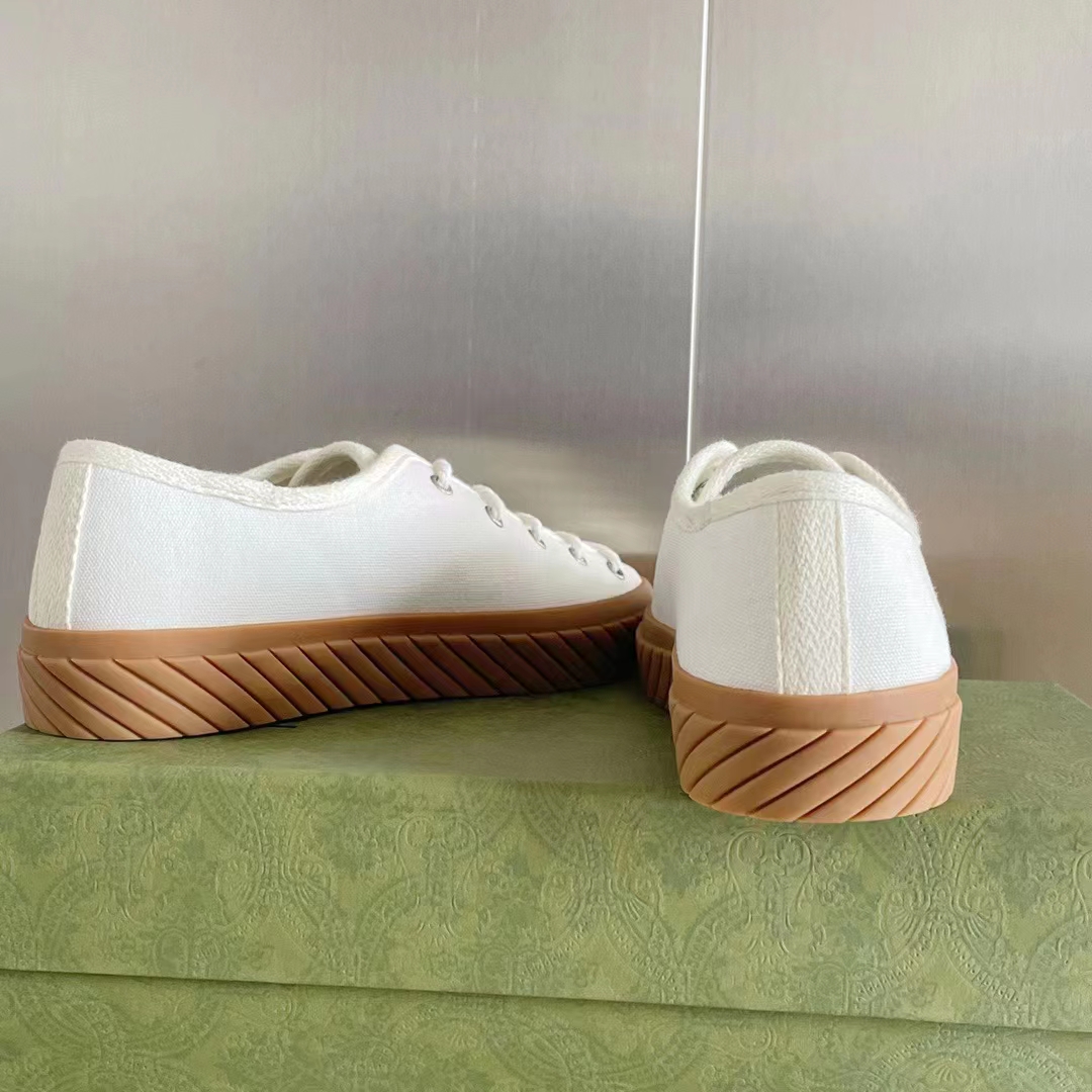 G*u*i unisex gg interlocking g sneaker beige organic cotton rubber sole flat