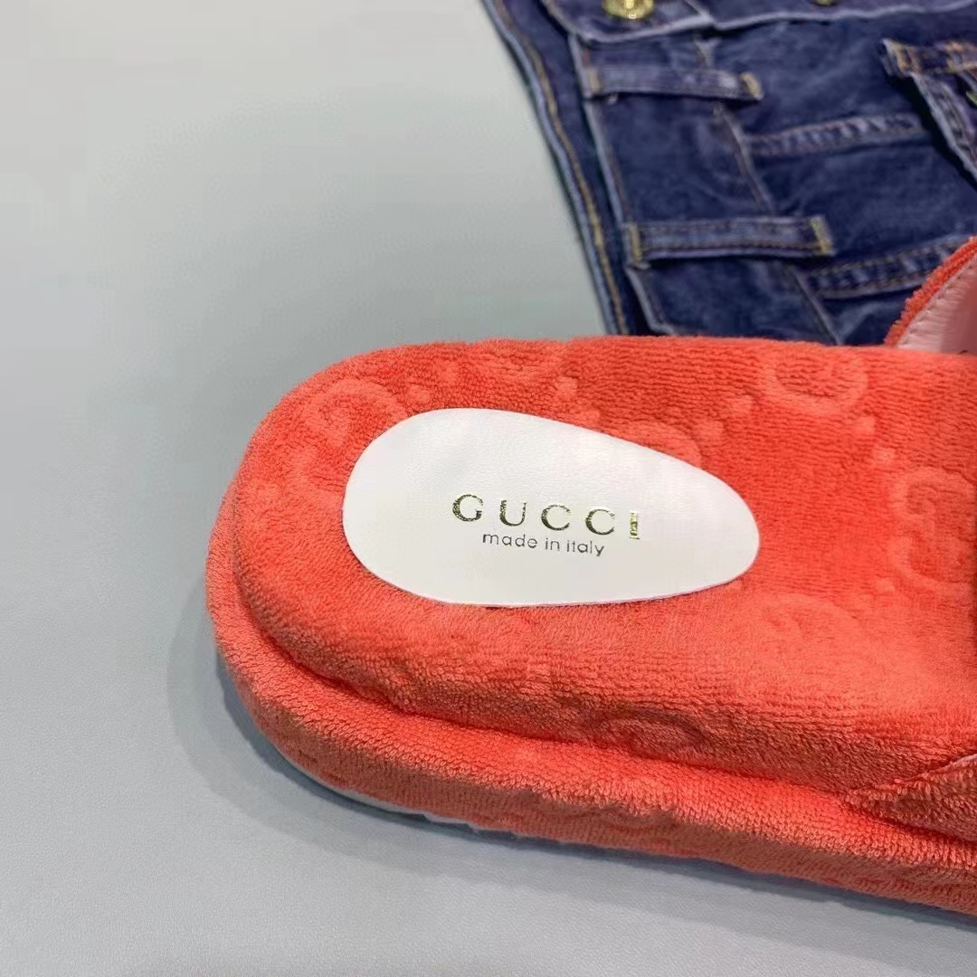 G*u*i unisex gg platform sandals orange gg cotton sponge rubber sole 3 cm heel