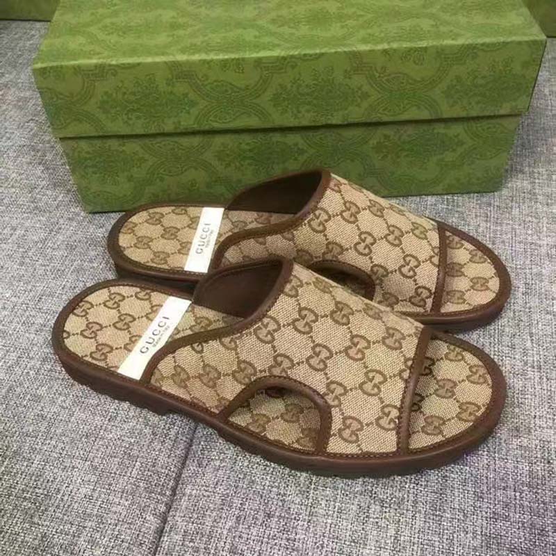 G*u*i unisex gg supreme slide sandal beige ebony gg supreme canvas