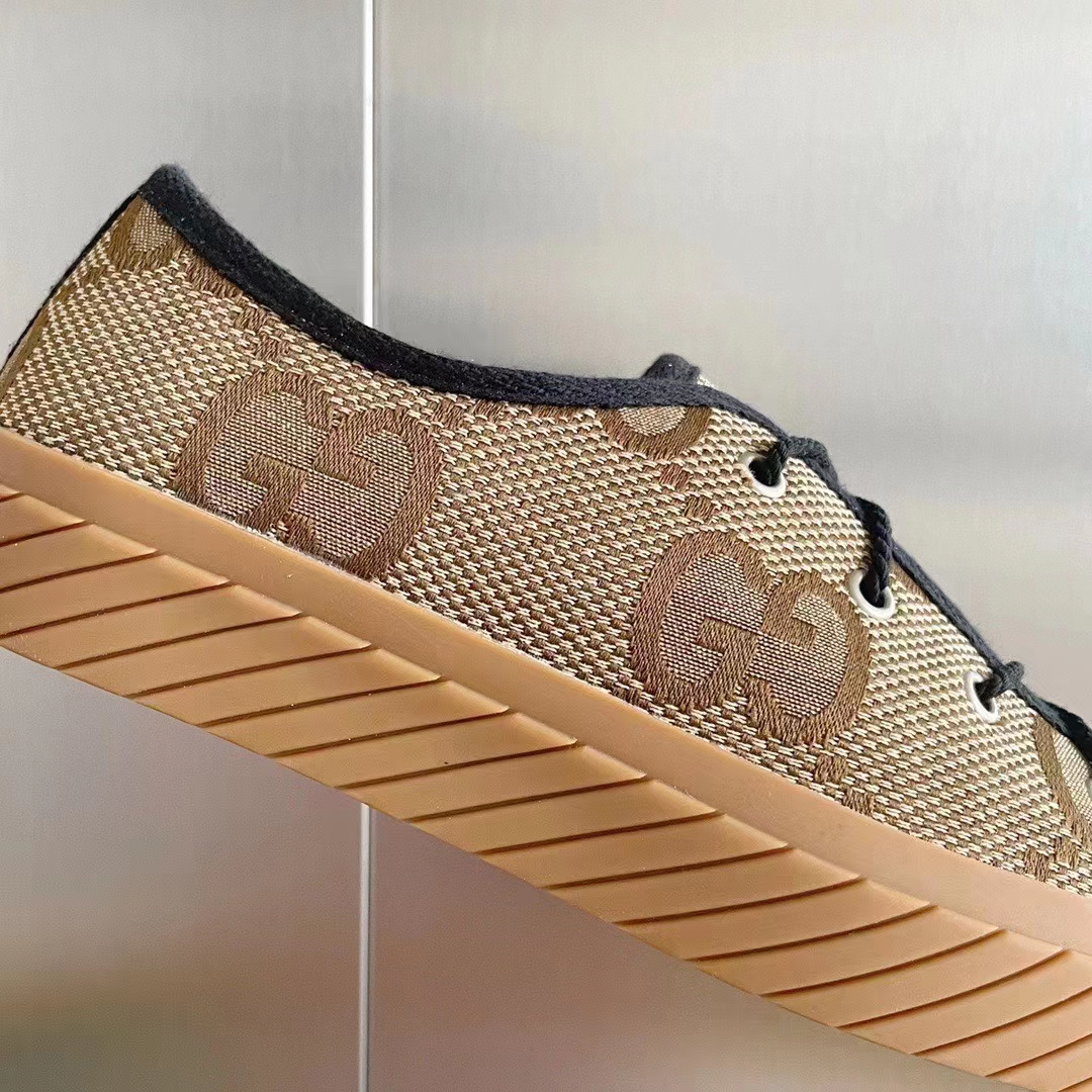 G*u*i unisex maxi gg sneaker camel ebony canvas rubber sole flat