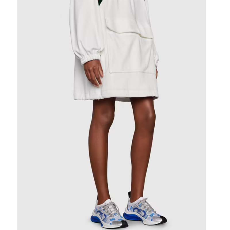 G*u*i unisex run sneaker white blue gg technical knit fabric interlocking g rubber