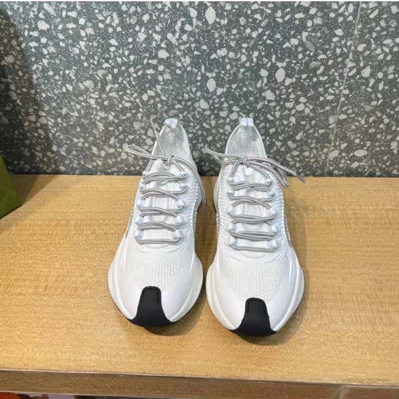 G*u*i unisex run sneaker white technical knit fabric interlocking g rubber