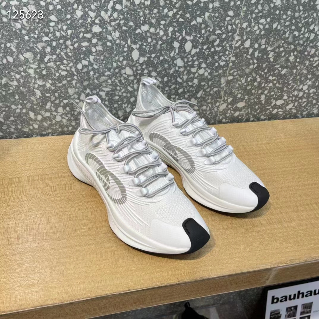 G*u*i unisex run sneaker white technical knit fabric interlocking g rubber