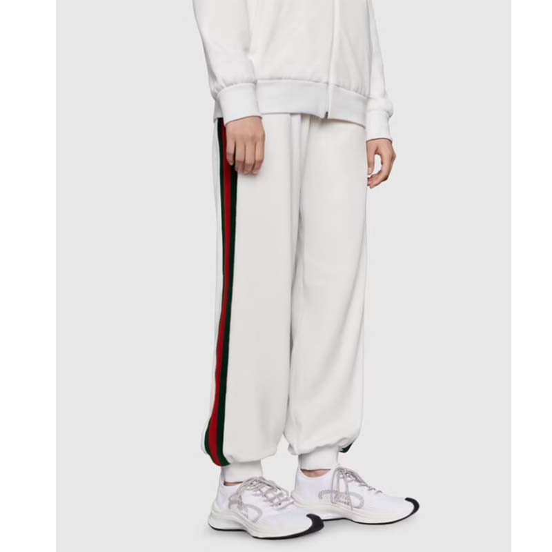 G*u*i unisex run sneaker white technical knit fabric interlocking g rubber