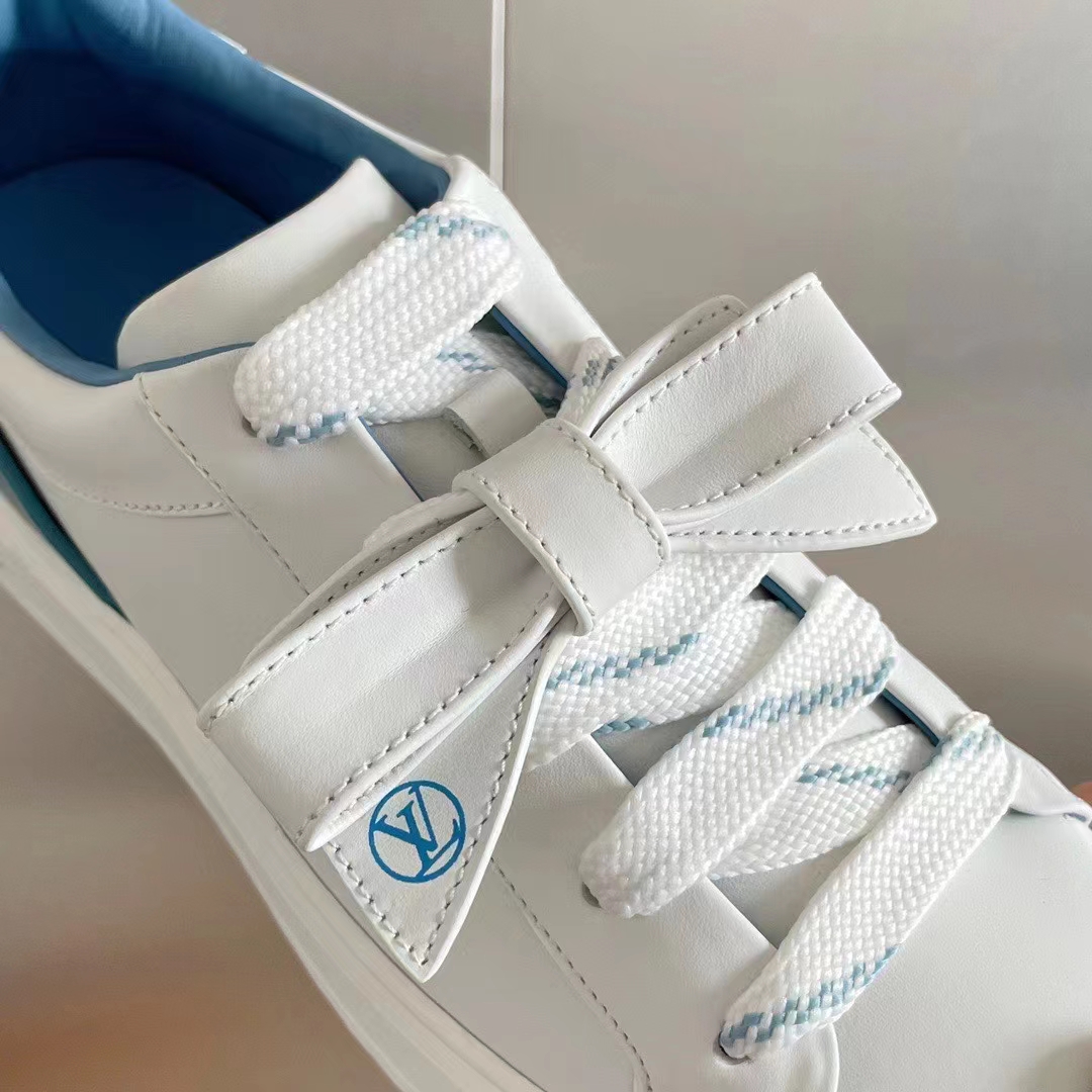 Louis Vuitton LV Women Time Out Sneaker Blue Calf Leather Rubber Outsole