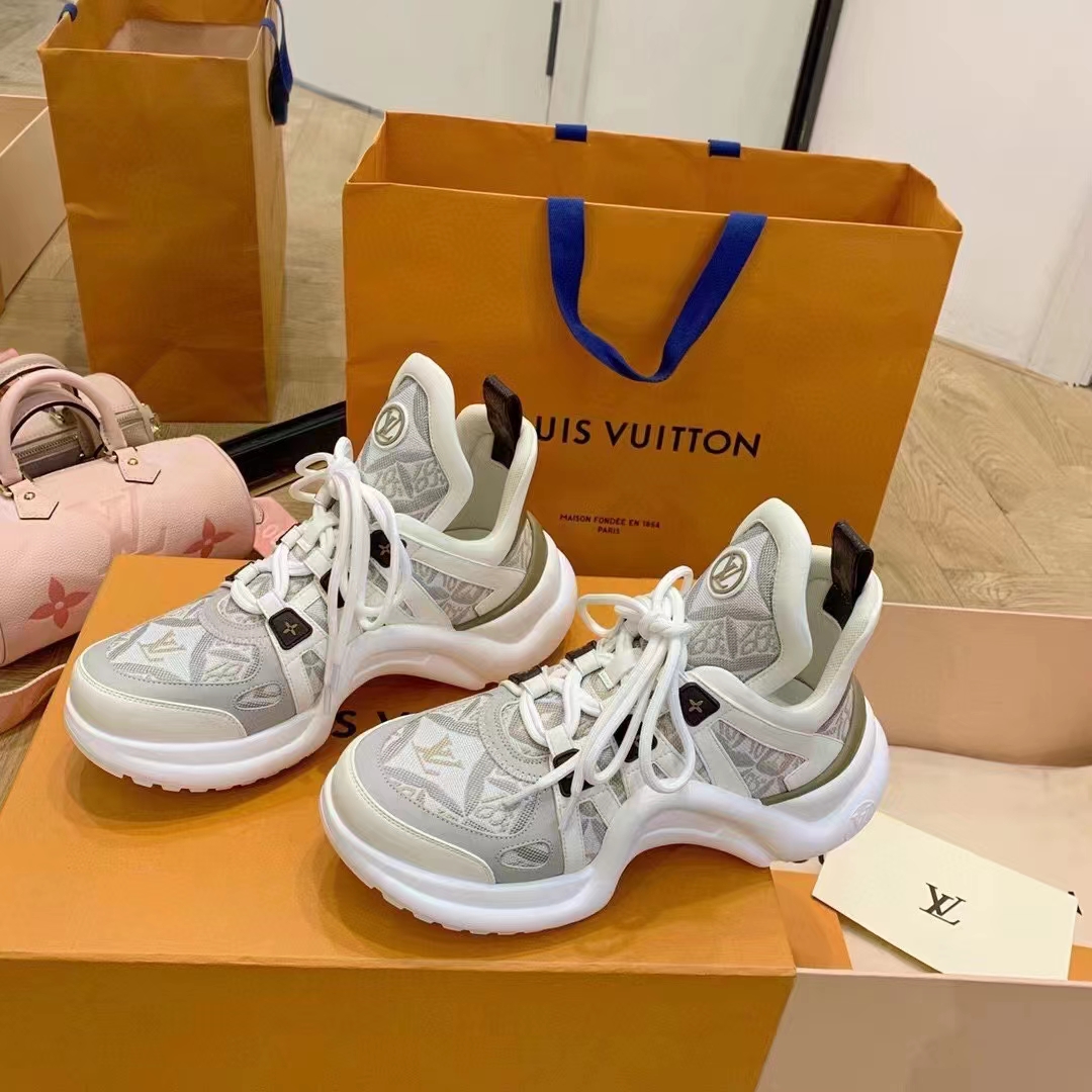 Louis Vuitton Women LV Archlight Sneaker Since 1854 Beige Jacquard Textile