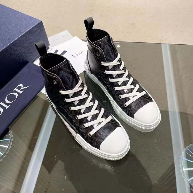 dior unisex b23 high top sneaker black cd Di*m*nd canvas