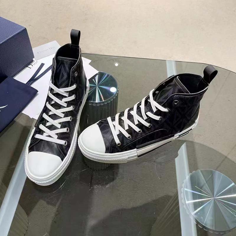 dior unisex b23 high top sneaker black cd Di*m*nd canvas