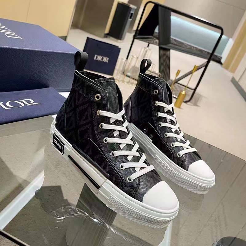 dior unisex b23 high top sneaker black cd Di*m*nd canvas