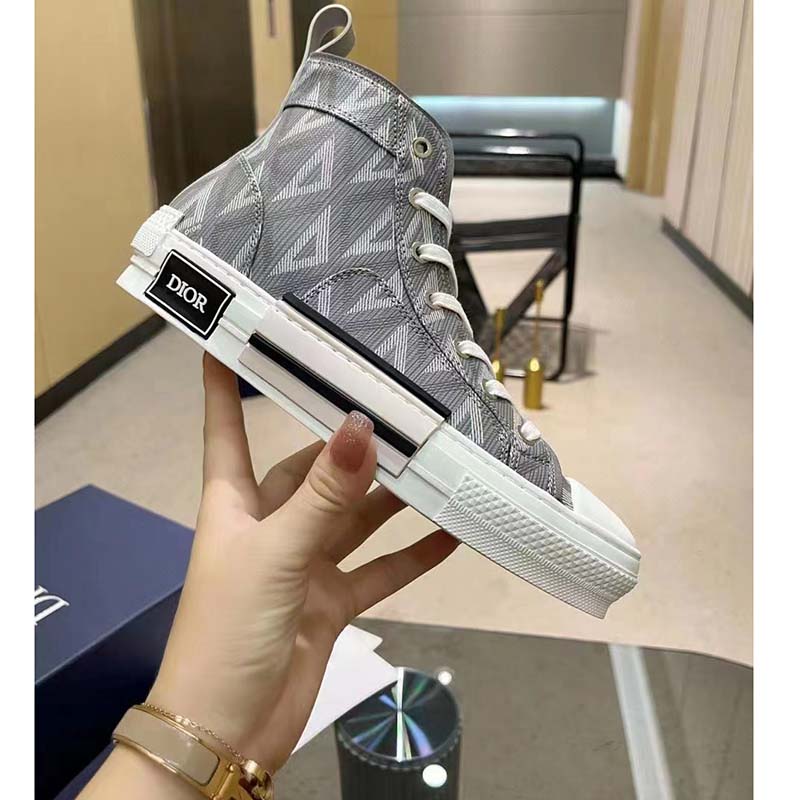 dior unisex b23 high top sneaker gray cd Di*m*nd canvas