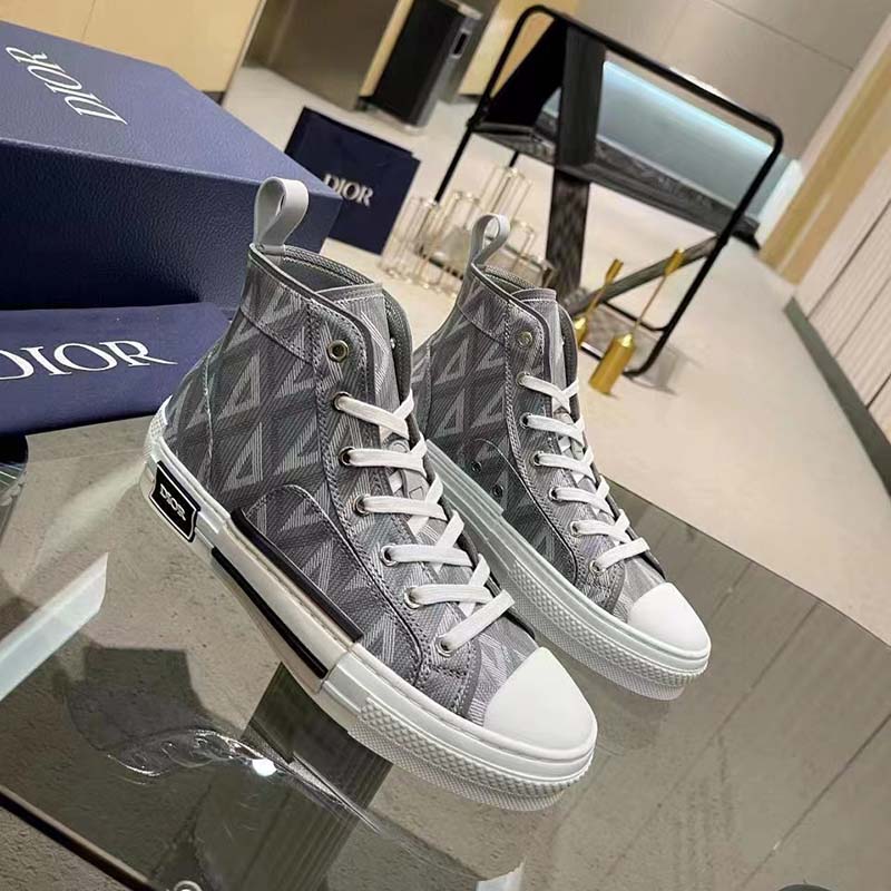 dior unisex b23 high top sneaker gray cd Di*m*nd canvas