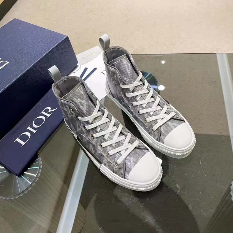 dior unisex b23 high top sneaker gray cd Di*m*nd canvas