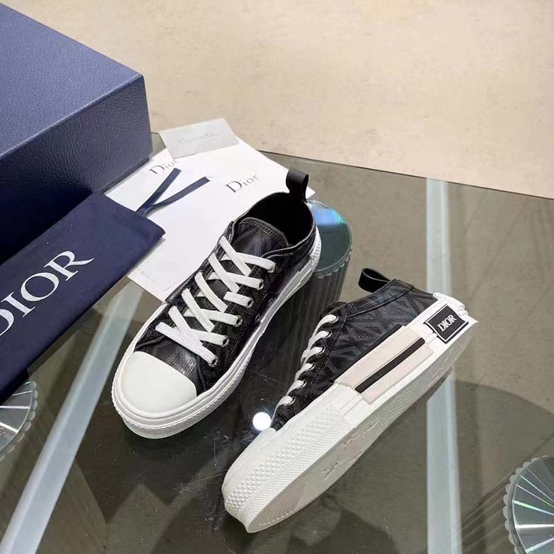 dior unisex b23 low top sneaker black cd Di*m*nd canvas