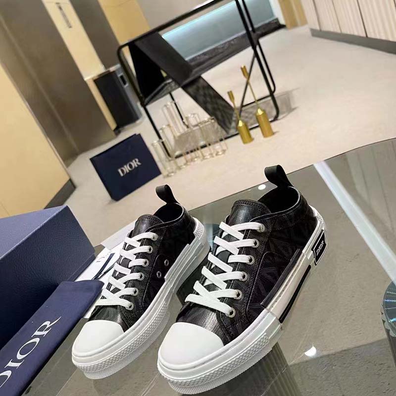 dior unisex b23 low top sneaker black cd Di*m*nd canvas