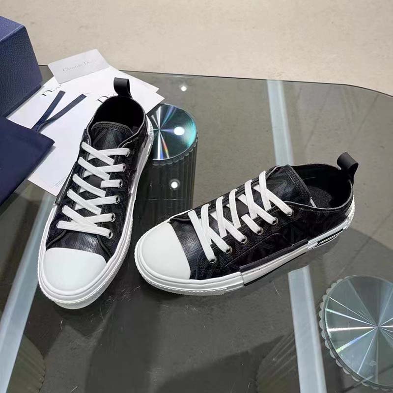 dior unisex b23 low top sneaker black cd Di*m*nd canvas