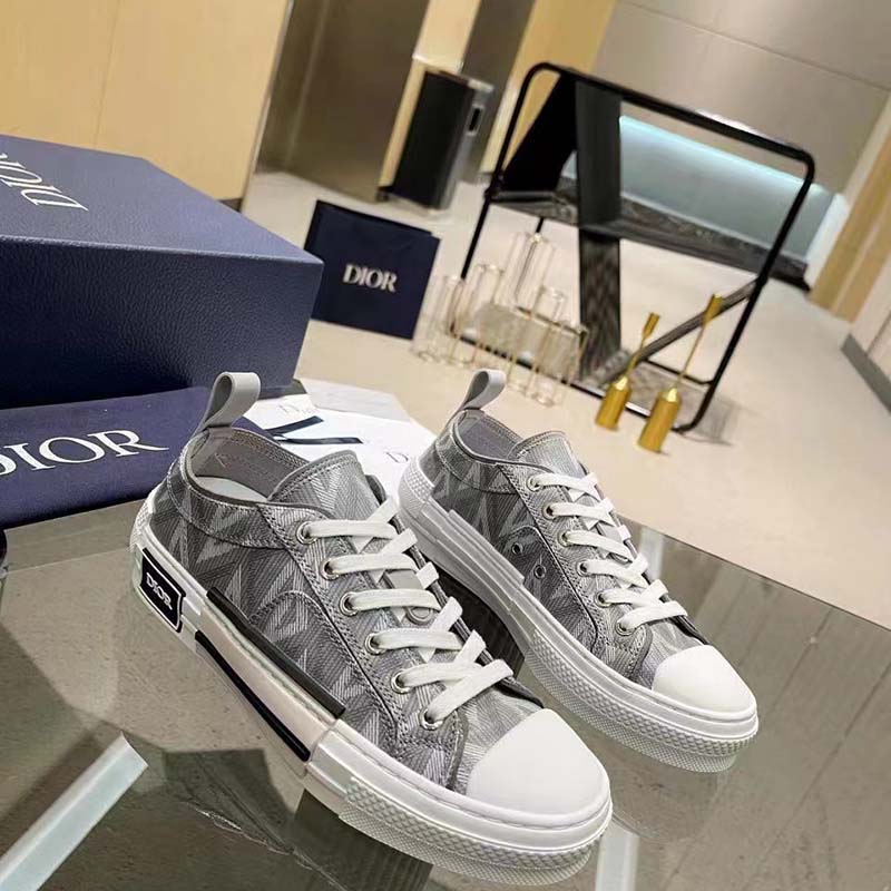 dior unisex b23 low top sneaker gray cd Di*m*nd canvas