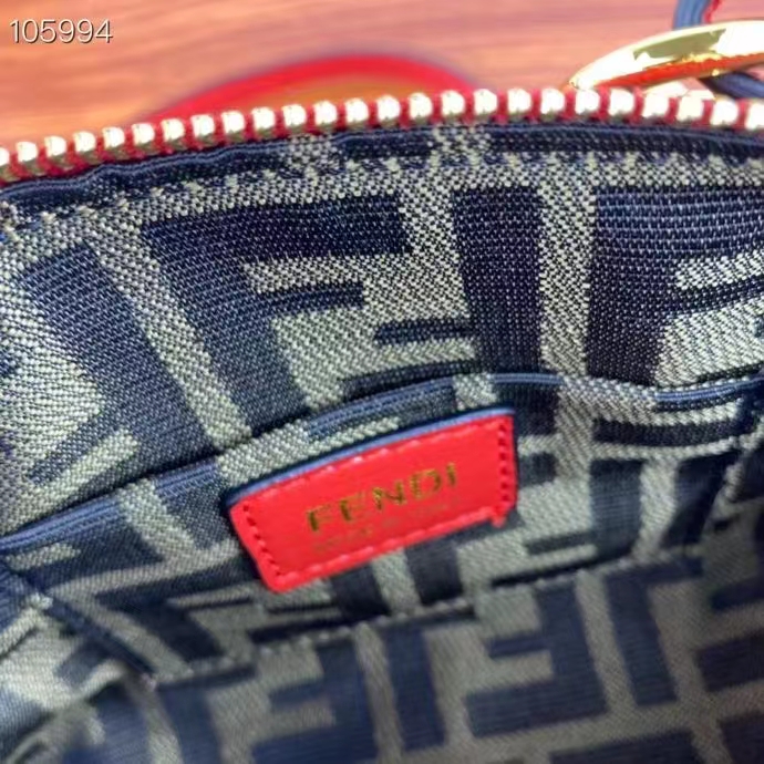 Fendi Women FF By The Way Mini Red Leather Small Boston Bag
