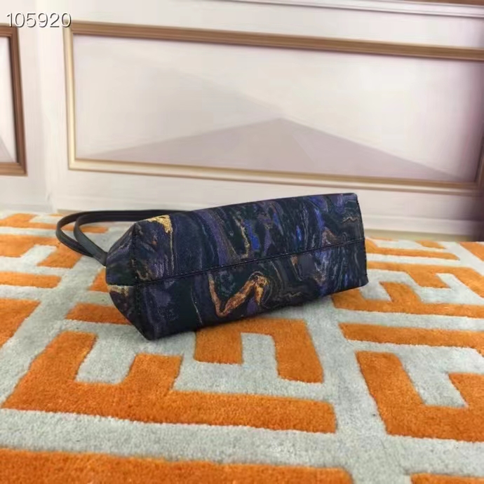 Fendi Women FF First Small Blue Marbled Fabric Bag