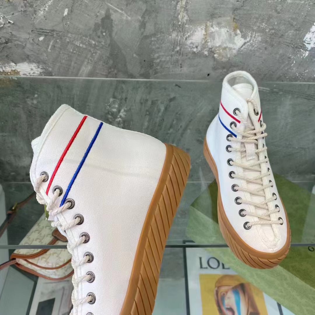 G*u*i gg unisex interlocking g high-top sneaker beige organic cotton