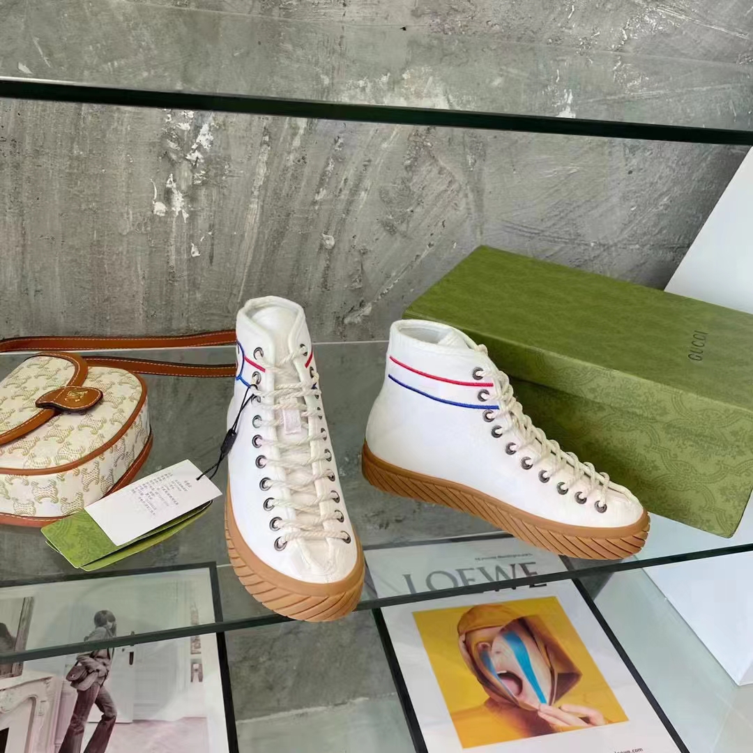 G*u*i gg unisex interlocking g high-top sneaker beige organic cotton
