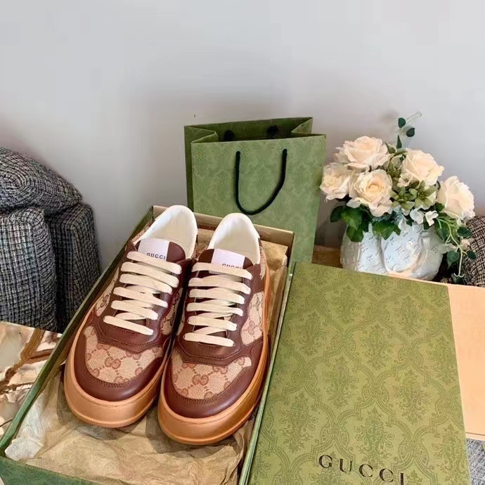 G*u*i unisex ace sneaker beige ebony orignal gg canvas lace-up rubber flat