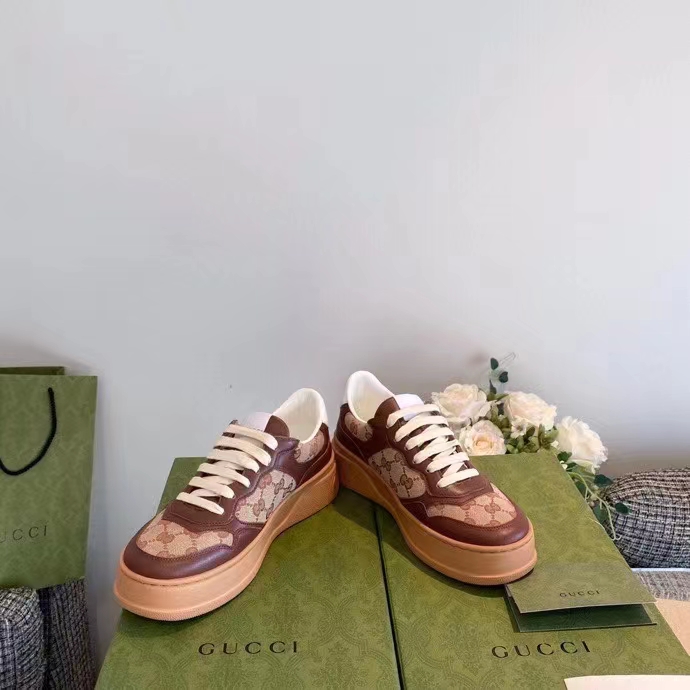 G*u*i unisex ace sneaker beige ebony orignal gg canvas lace-up rubber flat