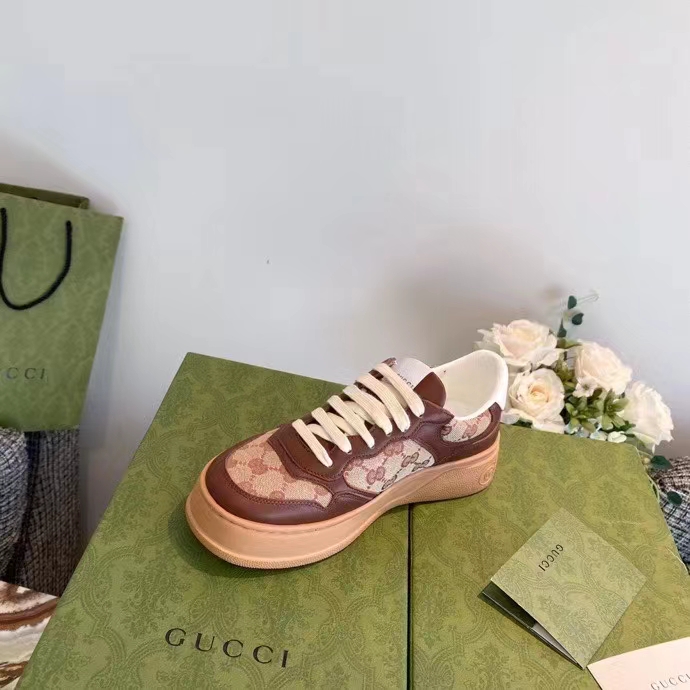 G*u*i unisex ace sneaker beige ebony orignal gg canvas lace-up rubber flat