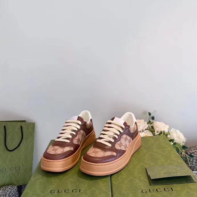 G*u*i unisex ace sneaker beige ebony orignal gg canvas lace-up rubber flat