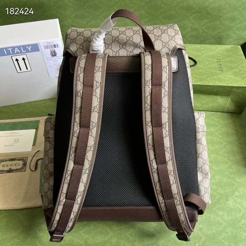 G*u*i unisex cat print skateboard backpack beige ebony gg supreme canvas