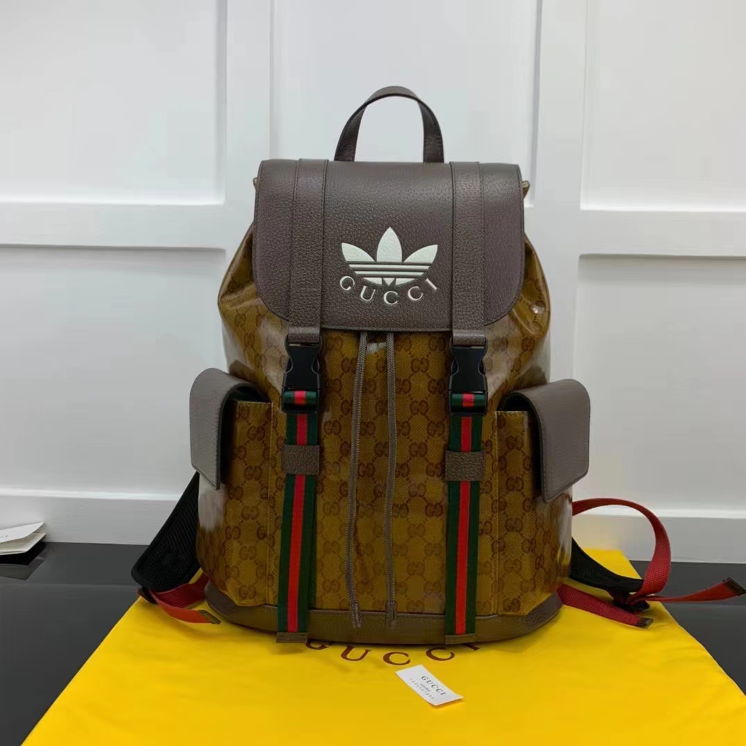 G*u*i unisex gg adidas x G*u*i backpack beige brown gg crystal canvas trefoil print