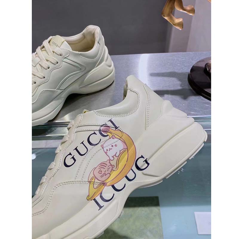 G*u*i unisex gg bananya rhyton sneaker ivory demetra rubber sole 5 cm heel