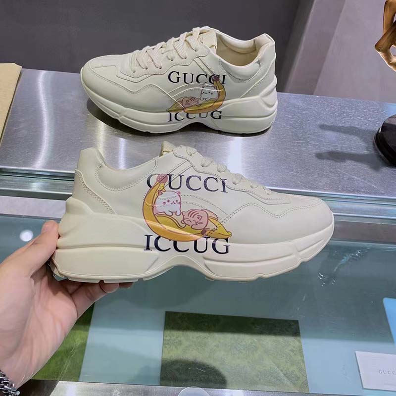 G*u*i unisex gg bananya rhyton sneaker ivory demetra rubber sole 5 cm heel