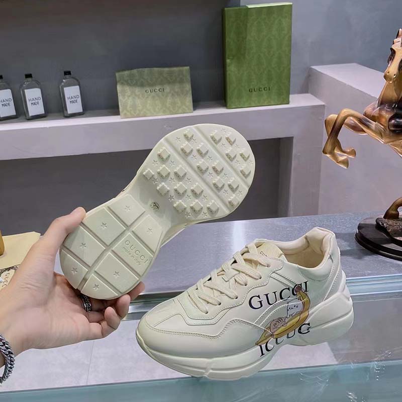 G*u*i unisex gg bananya rhyton sneaker ivory demetra rubber sole 5 cm heel