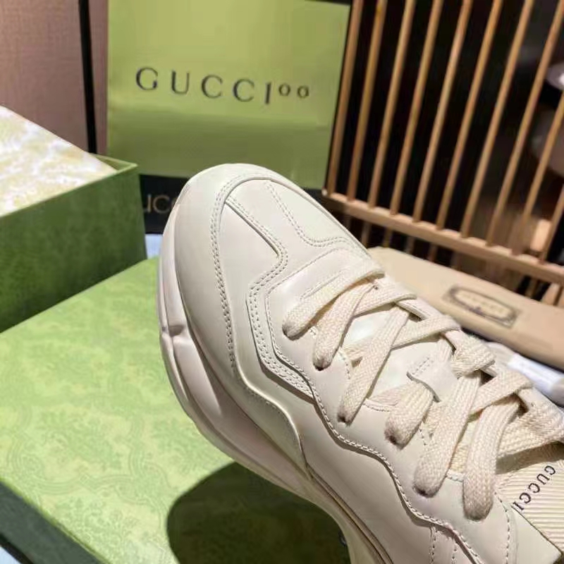 G*u*i unisex gg rhyton love parade sneaker ivory leather rubber sole low heel