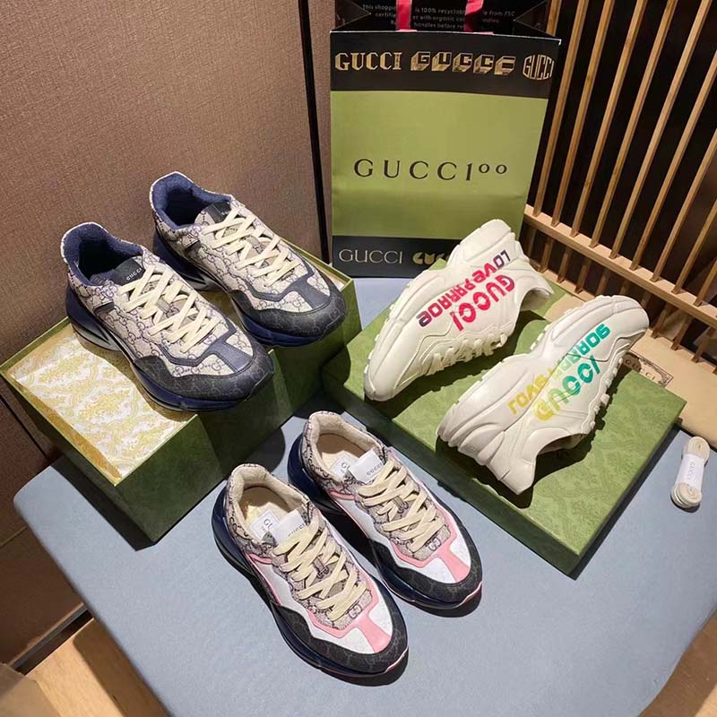 G*u*i unisex gg rhyton love parade sneaker ivory leather rubber sole low heel
