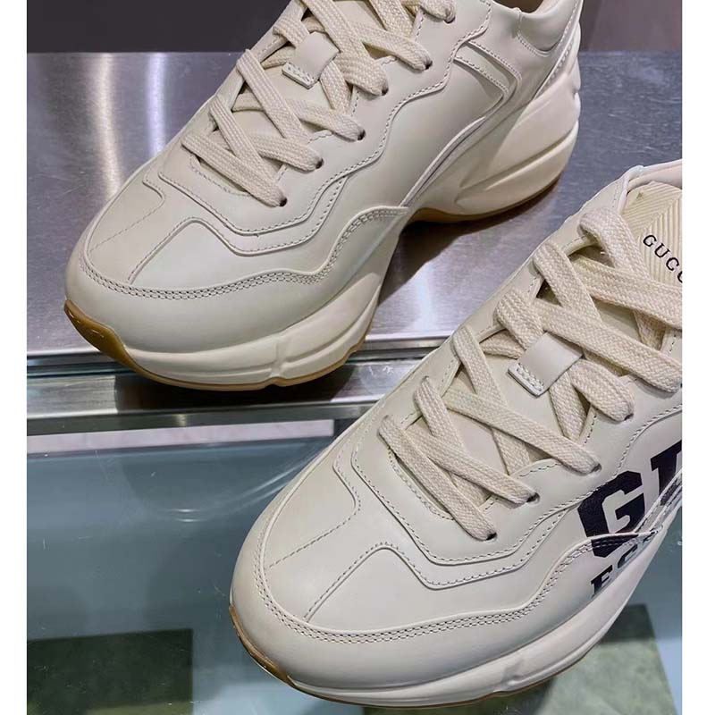 G*u*i unisex gg rhyton sneaker ’25’ ivory demetra rubber sole 5 cm heel
