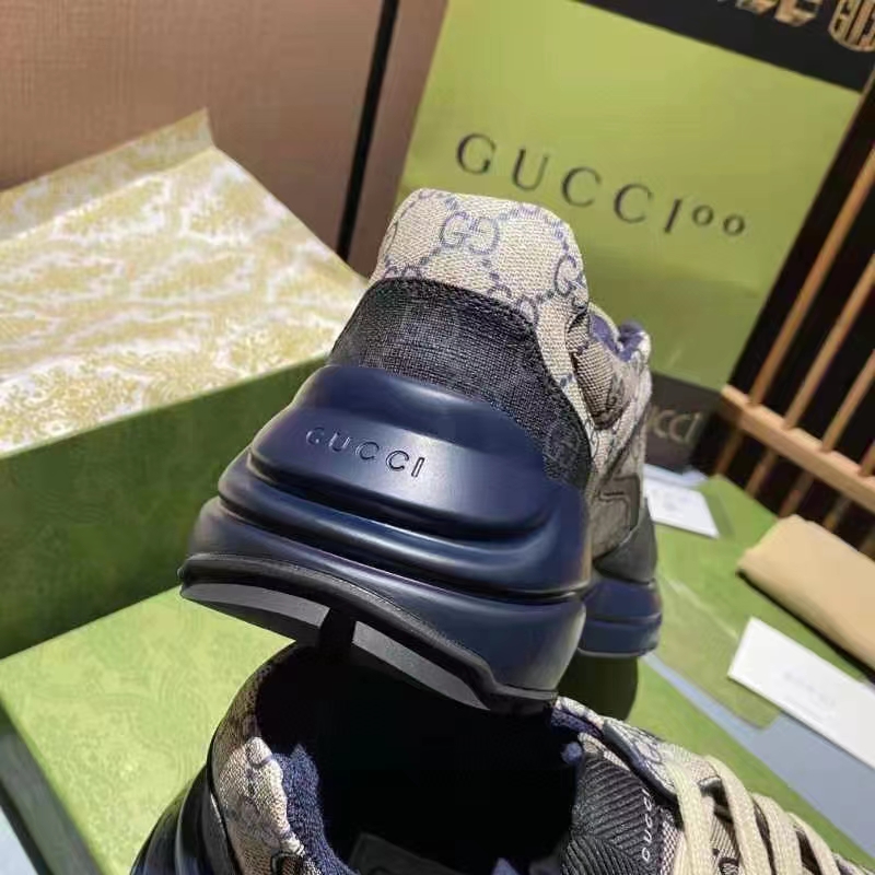 G*u*i unisex gg rhyton sneaker beige blue gg supreme canvas 5 cm heel