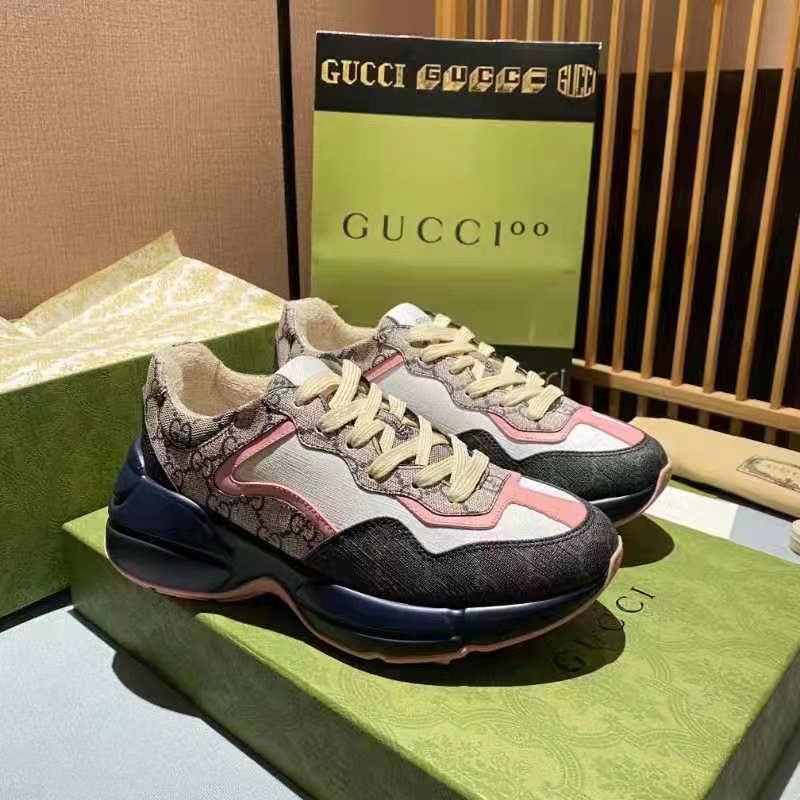 G*u*i unisex gg rhyton sneaker beige blue gg supreme canvas low heel