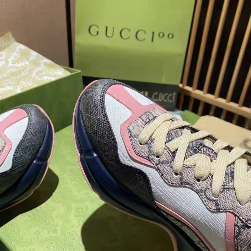 G*u*i unisex gg rhyton sneaker beige blue gg supreme canvas low heel